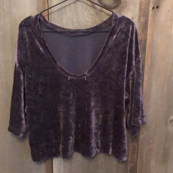 Free People Valerie Open Back Velvet Top XS Slouchy Oversized Purple - Picture 6 of 17
